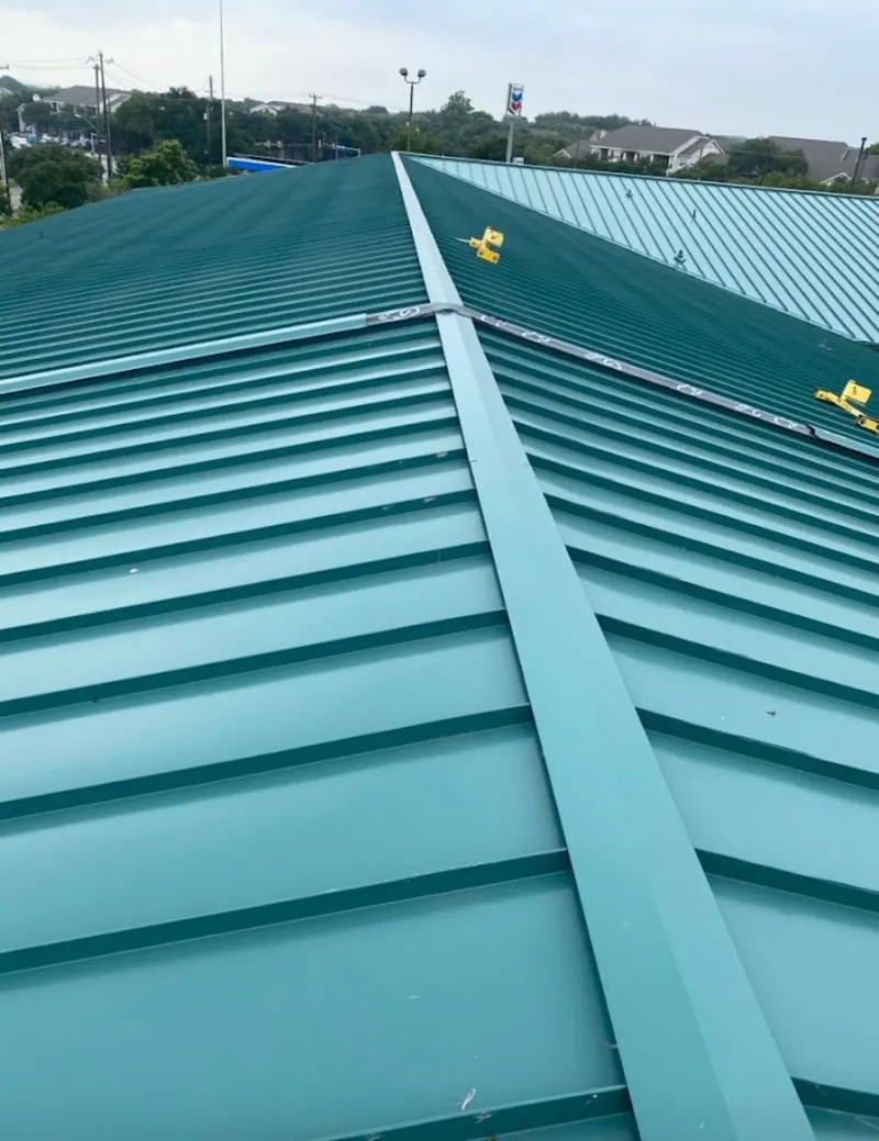 Green commercial metal roof ridge and valley for Metal Roof Repair in Myrtle Beach